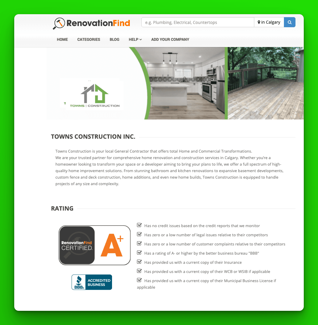 RenovationFind Screen Calgary